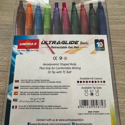 Unimax Ultraglide pen set of 10 new, mix colours
