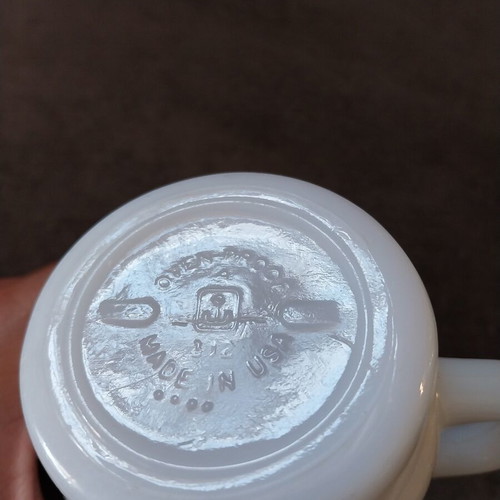 Sagittarius and Virgo mugs set used, porcelain and Anchor Hocking 1970s