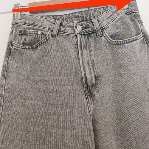 H&M Petite Wide High Waist Grey Jeans Size 36 Like New, 100% Cotton