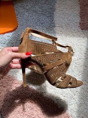 Zara sandals used, brown, 10 cm heel
