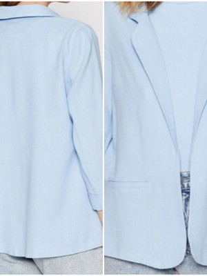 Blazer Vero Moda γαλάζιο με λινό και βισκόζ, καινούριο ανοιξιάτικο-καλοκαιρινό
