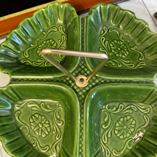 Vintage decorative tray for nuts green color