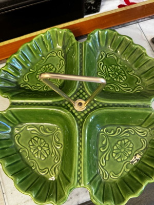 Vintage decorative tray for nuts green color