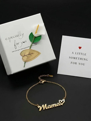 Mama Necklace Gold Plated Stainless Steel Pendant 40 cm