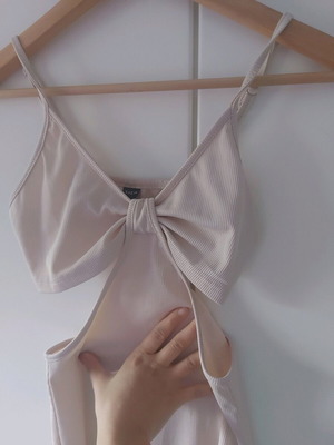 Shein dress with cutouts like new, beige, size S