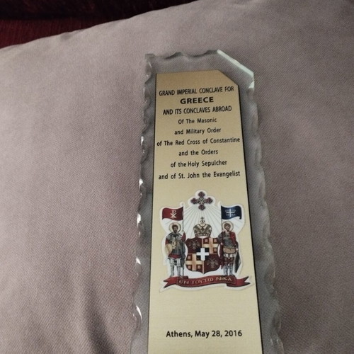 Commemorative plaque used from Grand Imperial Conclave for Greece