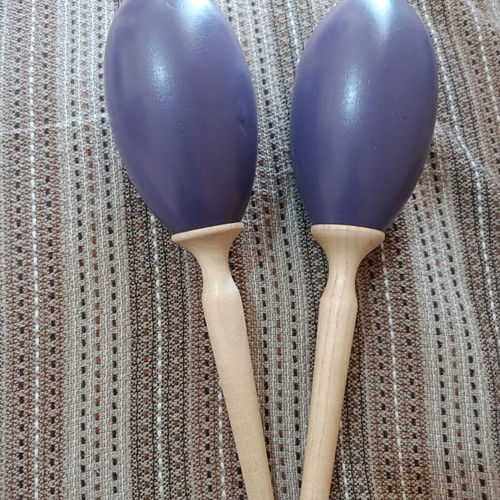 Wooden maracas new, purple color