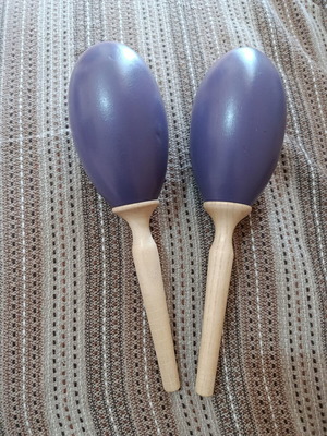 Wooden maracas new, purple color