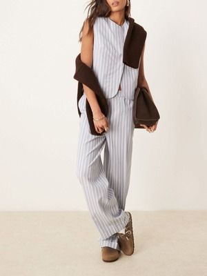 ASOS Design Striped Linen Set like new, sleeveless vest and trousers