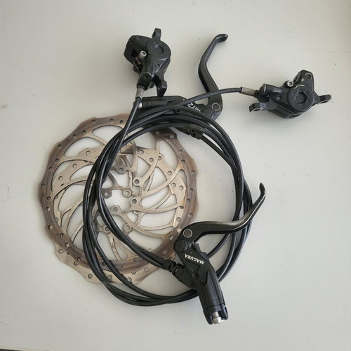 Hydraulic bicycle disc brake sets used, pack of 11 with rotors