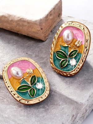 Earrings like paintings new, multicolor and gold tone