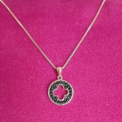 Silver 925 necklace with black zircon stones