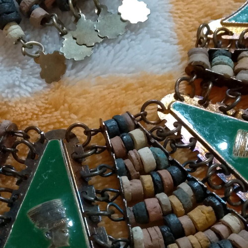 Vintage necklace with earrings used, Ancient Egypt theme