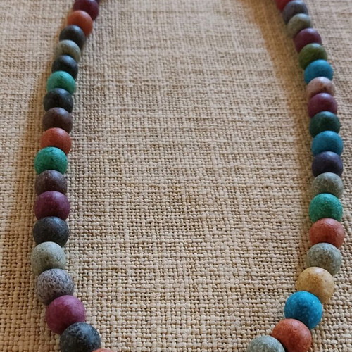 Handmade long necklace with ceramic beads like new, colorful