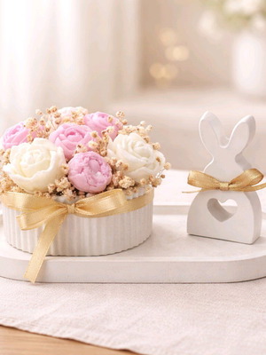 Easter gift set made of porcelain and plant-based candle made to order
