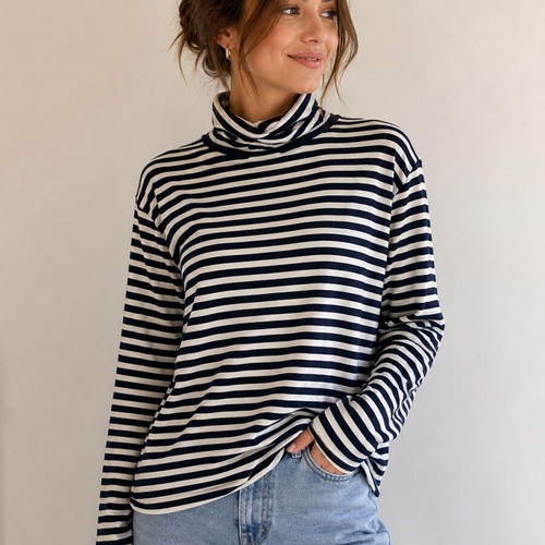 Ralph Lauren striped turtleneck sweater, navy and white, size 3XL
