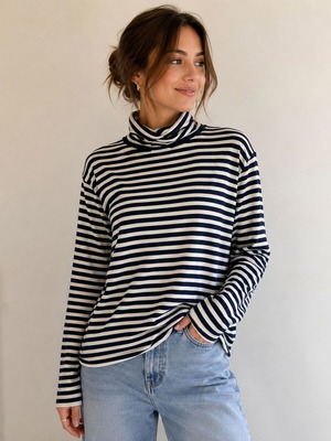 Ralph Lauren striped turtleneck sweater, navy and white, size 3XL