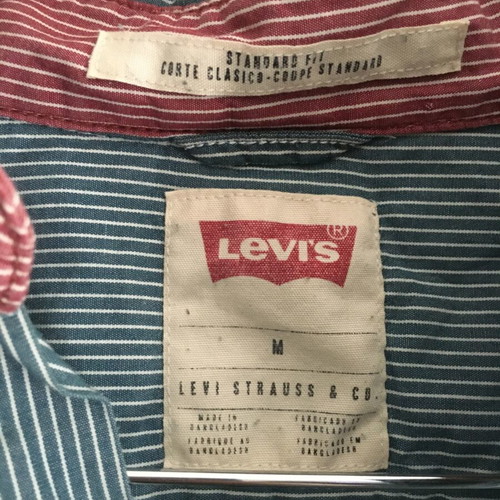 Levi's vintage shirt, M, blue and white striped, 100% cotton