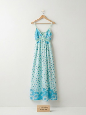 Summer maxi dress, turquoise, airy and feminine