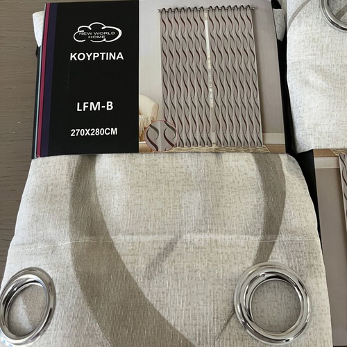 Curtains set of 4 new, beige and light gray with subtle strass