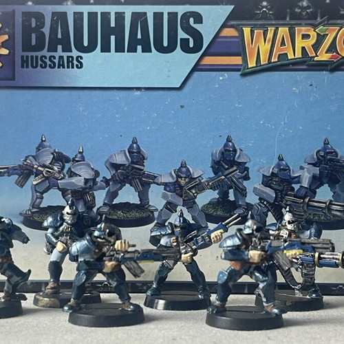 Warzone Target Games Bauhaus Hussars metal miniatures used with box