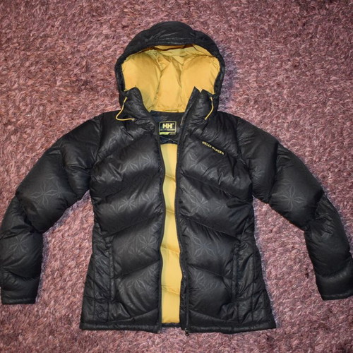 Helly Hansen women's down jacket with snowflakes size S used, black