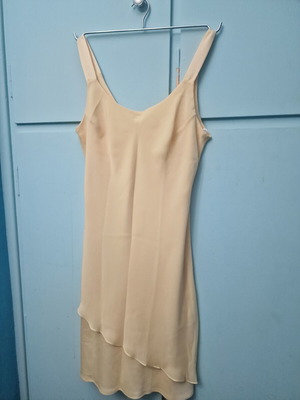 Sleeveless short dress with straps, vanilla color