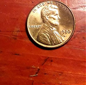 1980 D Lincoln cent( Red) Au