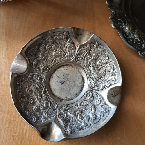 Vintage metalware set used, bronze and silver plated
