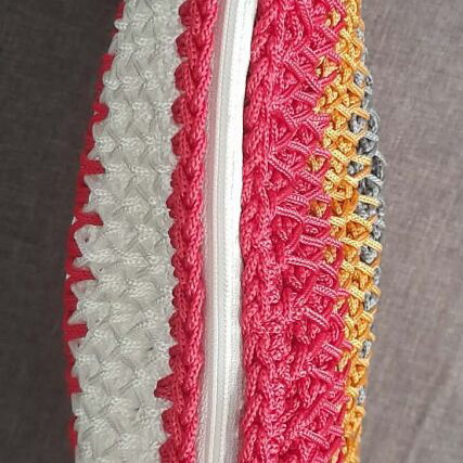Handmade knitted crossbody bag A To Z Greek new, multicolored