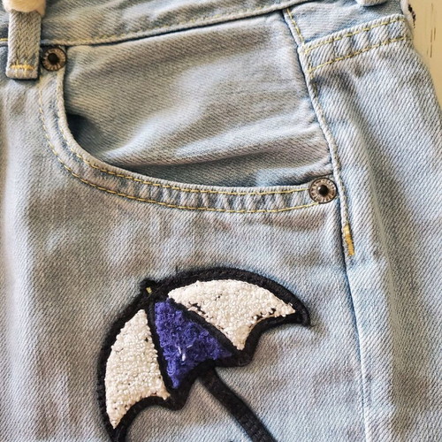 Pepe Jeans shorts new, size S 26, blue with embroidered designs
