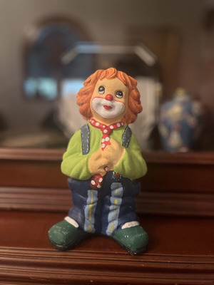 Vintage decorative clown figurine used, retro style