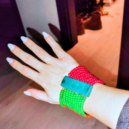 Wooden boho bracelet used, multicolored