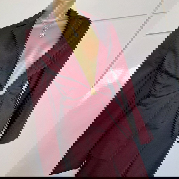 Ladies Red Wine Burgundy 2 piece suit trousers & jacket 38