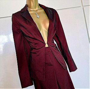 Ladies Red Wine Burgundy 2 piece suit trousers & jacket 38