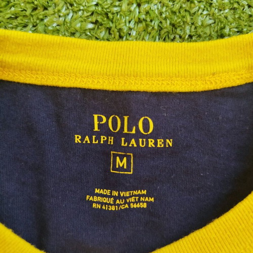 Polo Ralph Lauren Boys Cotton Graphic Tee Shirt like new, navy blue/yellow, M