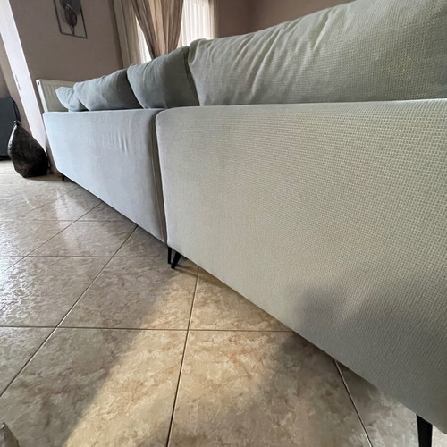 Corner down feather sofa with Karatzoglou fabric like new