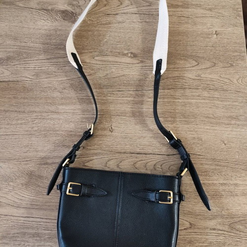 Zara Black Bucket Bag with Decorative Buckles and Web Strap like new