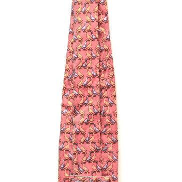 Silk tie salmon with geese Teo Grimaldi like new