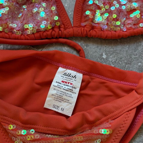 Killah women's swimsuit orange with sequins like new