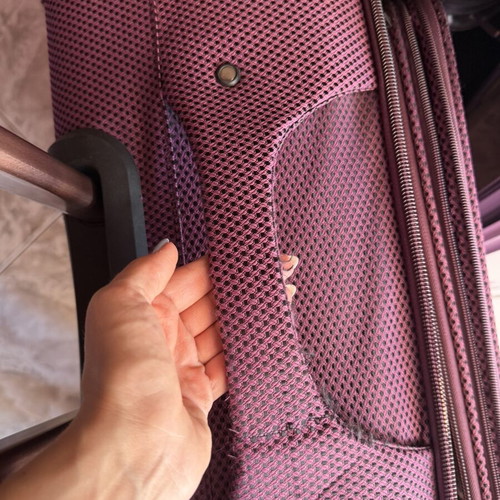 XL Suitcase used, large fabric travel bag purple
