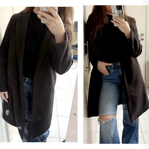 Zara long dark brown chocolate coat like new, size M