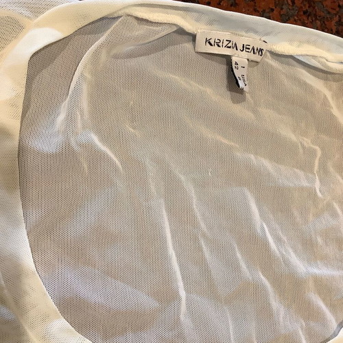 Krizia Jeans transparent T-shirt like new, unisex, white and turquoise, size XL