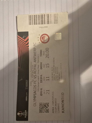 Olympiacos tickets from European match like new