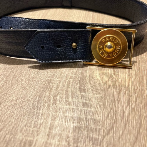 Leather blue vintage belt like new with golden details