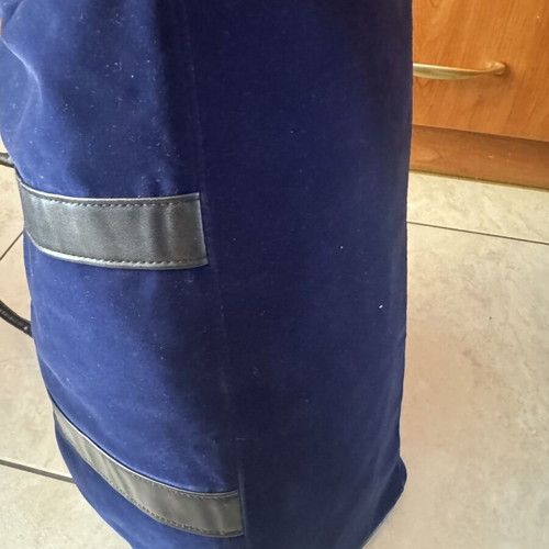 Duffle Bag used, large velvet travel bag in royal blue