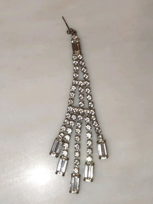 Chandelier earring used with rhinestones silver vintage