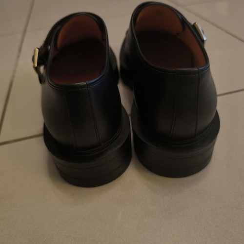 Santoni Double Monk Strap leather loafers with lug sole, size 38.5