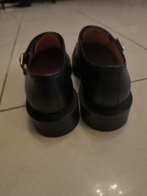 Santoni Double Monk Strap leather loafers with lug sole, size 38.5