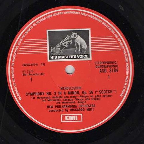 Mendelssohn Symphony No. 3 "Scotch" LP used, classical music